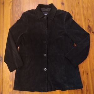 Bernardo Women's Black Suede Hip/Thigh Length Coat Size Large